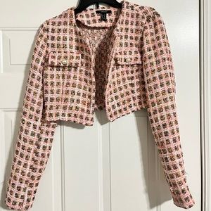 Pink Crop Tweed Jacket